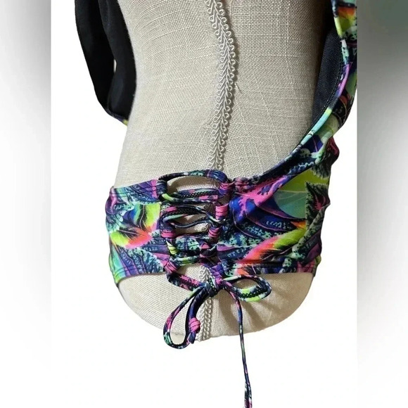 Top Model Multicolor Neon Tropical Adjustable One Piece Swimsuit Womens Size L - Picture 5 of 14